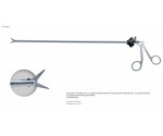 Ножницы эндоскопические поворотные с двумя подвижными браншами, изогнутые (укороченные) 5 мм, с металлической рукояткой